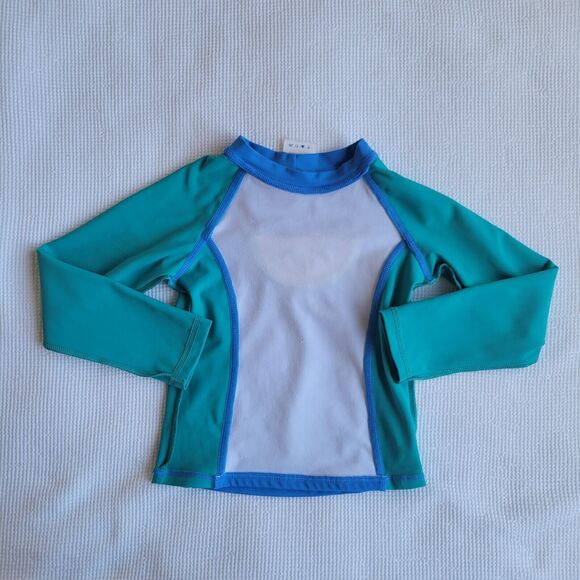 LANDS End Kids 4T Long Sleeve Watermelon Rash Guard Colorblock Mockneck Swim - Picture 4 of 9
